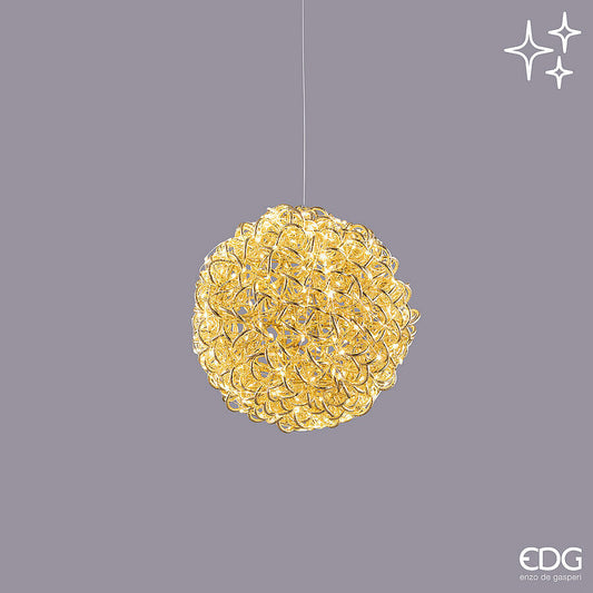 Sfera decorativa luminosa Curly Gold da 30 cm con 400 micro LED della collezione natalizia EDG Enzo De Gasperi.