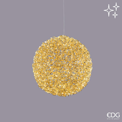 Sfera natalizia luminosa grande Curly Gold diametro 40 cm con 600 micro LED della collezione EDG Enzo De Gasperi.