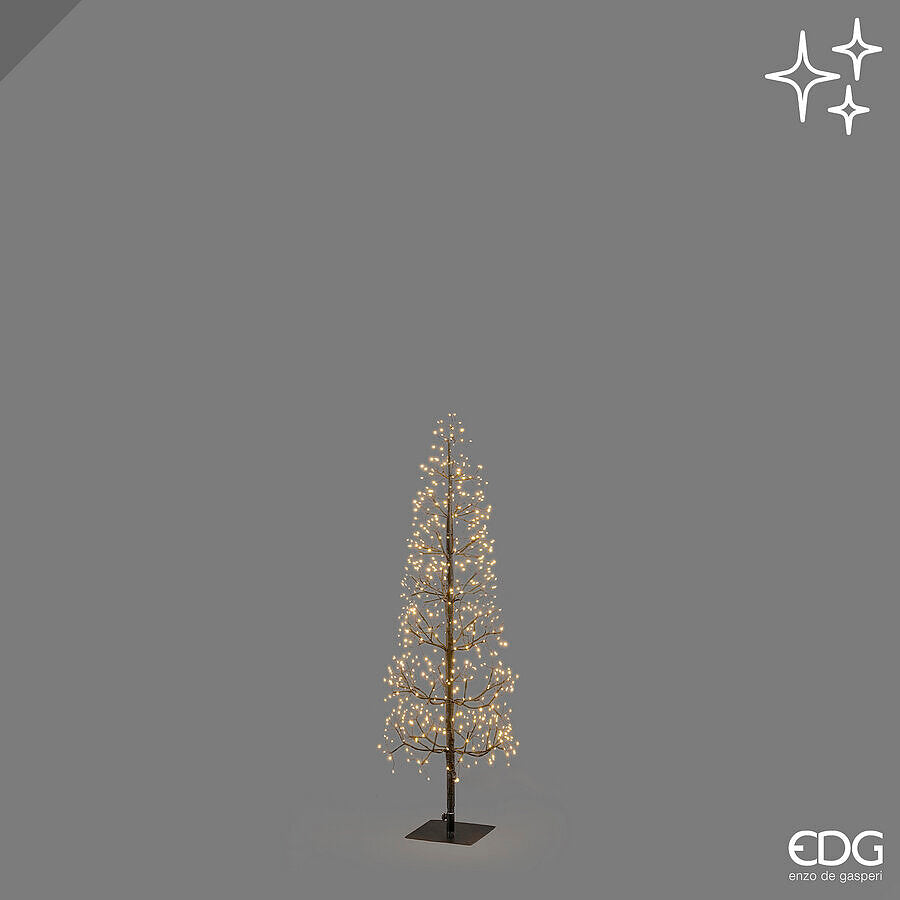 Albero luminoso di Natale a forma di Faggio Slim nero alto 120 cm con 528 micro LED accesi di EDG Enzo De Gasperi.