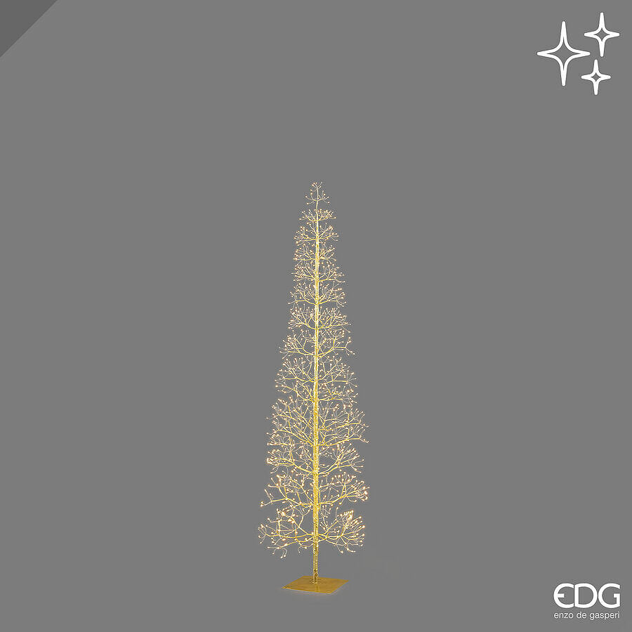 Albero luminoso a forma di Faggio Slim dorato alto 150 cm con 708 micro LED della collezione natalizia EDG Enzo De Gasperi.