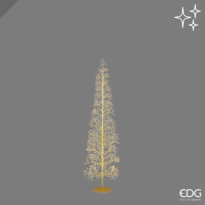 Albero luminoso a forma di Faggio Slim dorato alto 150 cm con 708 micro LED della collezione natalizia EDG Enzo De Gasperi.