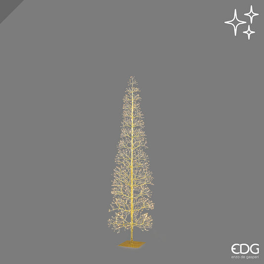Albero luminoso a forma di Faggio Slim dorato alto 150 cm con 708 micro LED della collezione natalizia EDG Enzo De Gasperi.