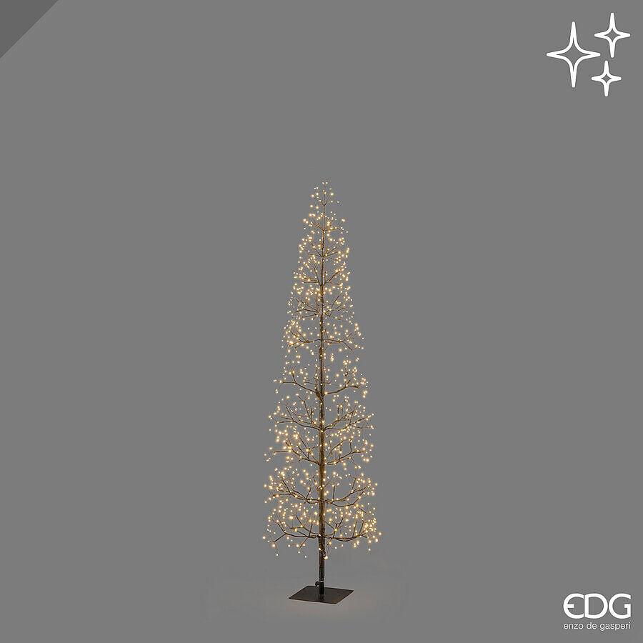 Albero di Natale luminoso modello Faggio Slim nero alto 150 cm con 708 micro LED caldi accesi di EDG Enzo De Gasperi.