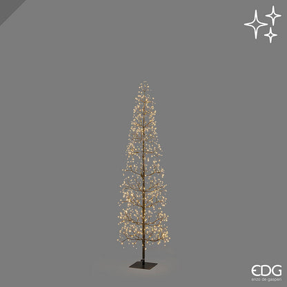 Albero di Natale luminoso modello Faggio Slim nero alto 150 cm con 708 micro LED caldi accesi di EDG Enzo De Gasperi.