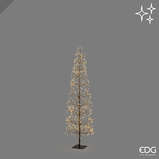 Albero di Natale luminoso modello Faggio Slim nero alto 150 cm con 708 micro LED caldi accesi di EDG Enzo De Gasperi.