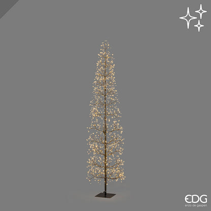 Grande albero luminoso natalizio a forma di Faggio Slim nero alto 180 cm con 1080 micro LED accesi di EDG Enzo De Gasperi.