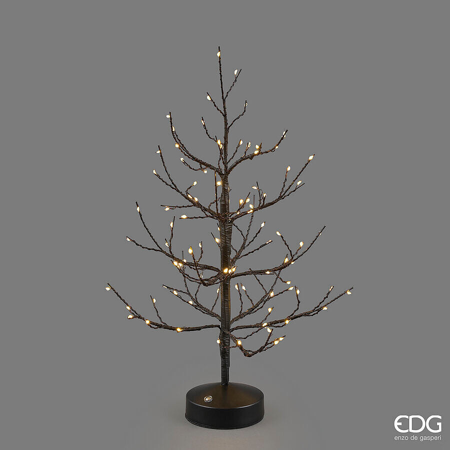 Albero di Natale a LED da tavolo modello Faggio Black alto 45 cm, versione ricaricabile e cordless disponibile in 3 varianti di colore, di EDG Enzo De Gasperi