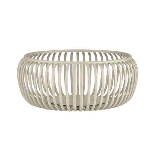 Ciotola decorativa LITO taglia S di Blomus in acciaio verniciato a polvere colore bianco o nomad, diametro 20 cm.
