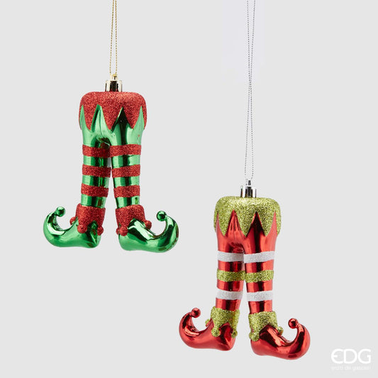 Calze di Elfo in plastica colorata, decoro per albero di Natale. Dimensioni: h 11 cm. In negozio e online su tuttochic.live