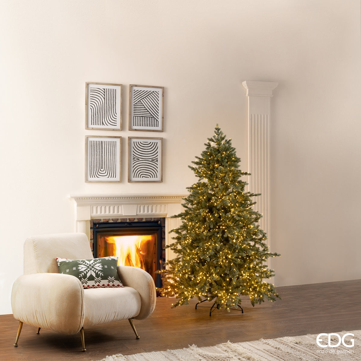 Albero di Natale EDG Pino Argentato 180 cm con 3000 LED 
