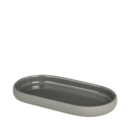 Vassoio portaoggetti in ceramica e silicone grigio marrone satellite collezione SONO di Blomus.