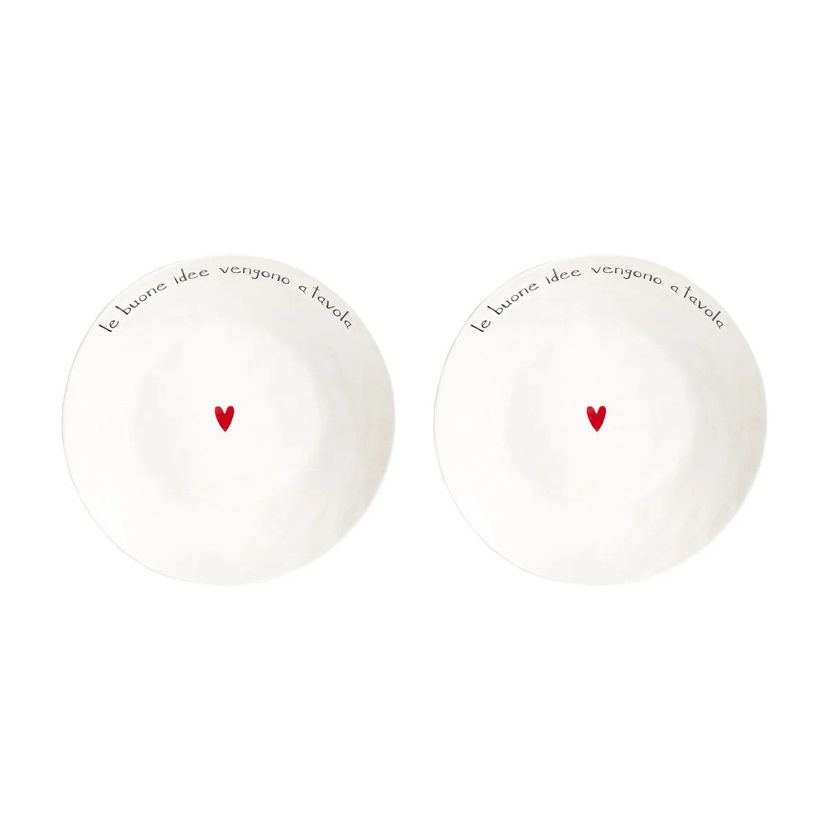 Set di 2 piatti fondi in gres porcellanato, resistenti e decorati con una frase divertente. lavabili in lavastoviglie Dimensioni: cm Ø 19,5 x h 5. In negozio e online su tuttochic.live