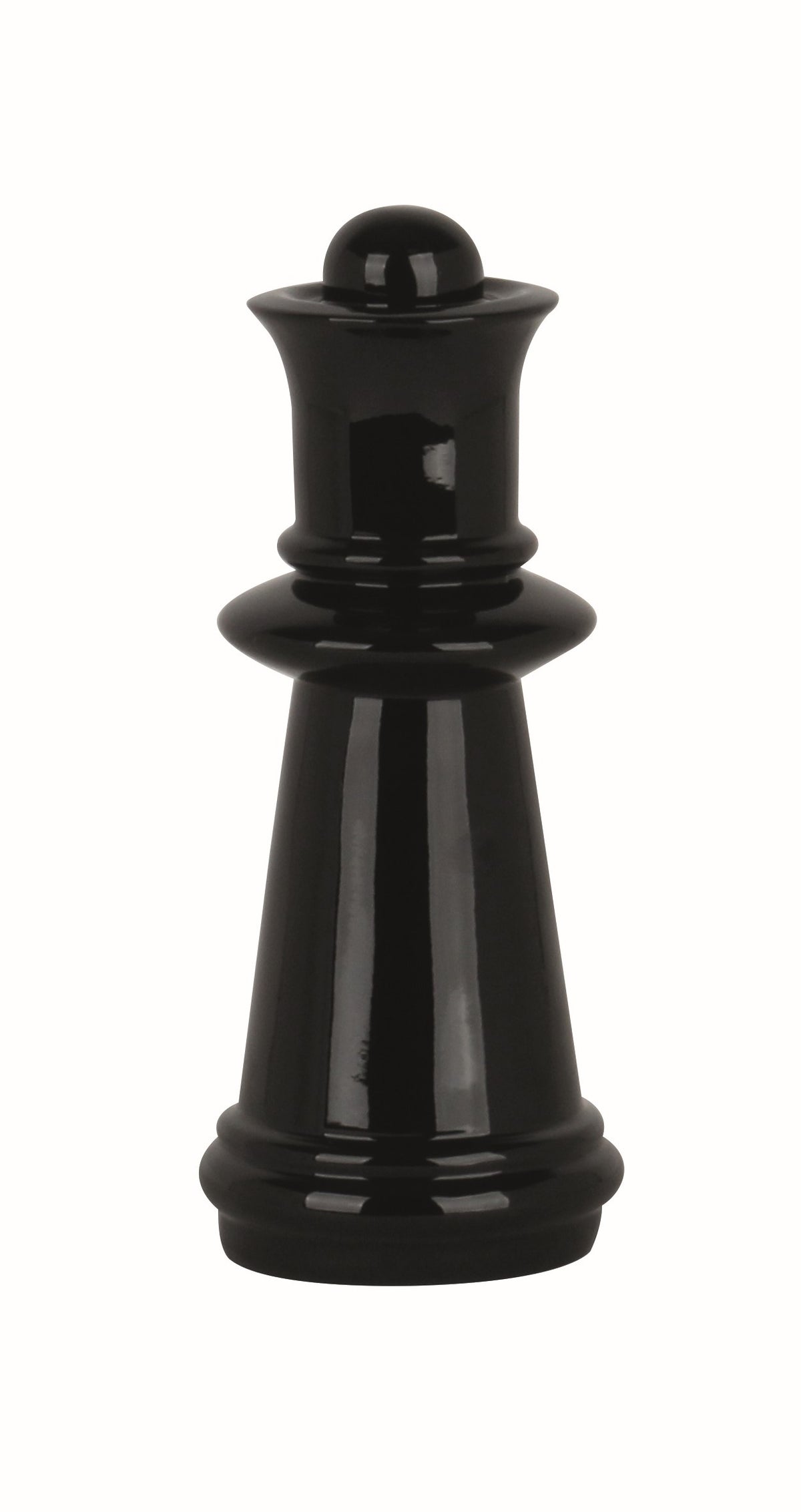 Scultura decorativa a forma di regina degli scacchi in poliresina nero lucido, altezza 38 cm, brand Ambienti Glamour, design moderno per interni, Tutto Chic.