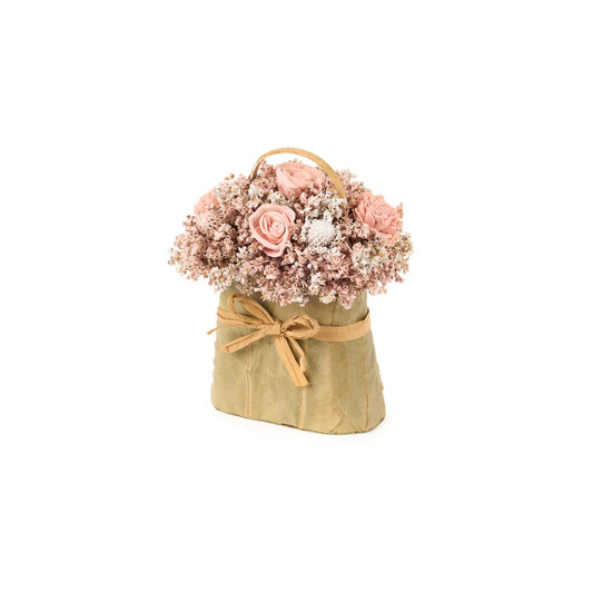 Borsetta soprammobile Bouquet con fiori in carta h 18 La Vie en Rose. Dimensioni: 14.5×11.5× h 18.5 cm. In negozio e online su tuttochic.live