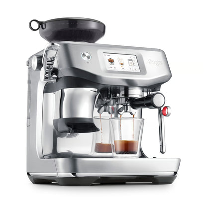 Macchina da caffè THE BARISTA EXPRESS IMPRESS. Scorri. Seleziona. Sorprendi. Il touchscreen ti guida in ogni fase della preparazione del tuo caffè perfetto, tutto con un solo tocco. Basta scorrere il dito e scegliere tra le 8 preimpostazioni di caffè preferite fino a 8 bevande. In negozio e online su tuttochic.live