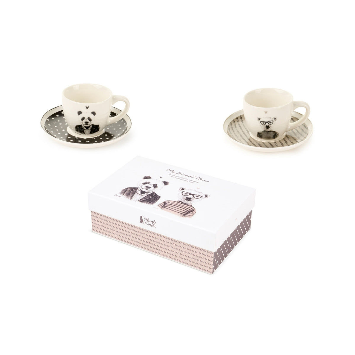 set 2 tazzine caffè "My Friend's Home"! Realizzate in elegante porcellana Capacità singola tazzina: 80 ml. In negozio e online su tuttochic.live