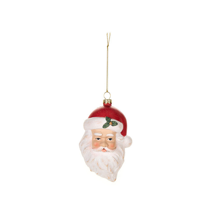 Rendi il tuo albero di Natale ancora più magico con l'aggiunta di questo delizioso addobbo a forma di testa di Babbo Natale. Realizzato in elegante plastica decorata, questo decoro trasmette un'atmosfera di lusso e raffinatezza al tuo albero. Dimensioni: cm 8.1 x 4.6 x 12.5. In negozio e online su tuttochic.live