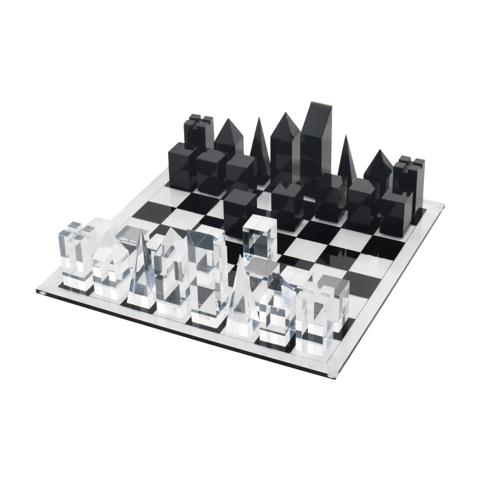 Gioco degli scacchi con scacchiera e pedine in acrilico. Dimensione: 30x30x10 h. cm.
In negozio e online su tuttochic.live