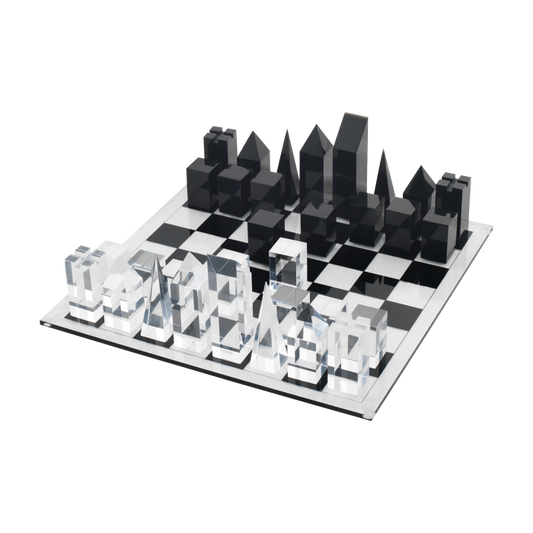 Gioco degli scacchi con scacchiera e pedine in acrilico. Dimensione: 30x30x10 h. cm.
In negozio e online su tuttochic.live
