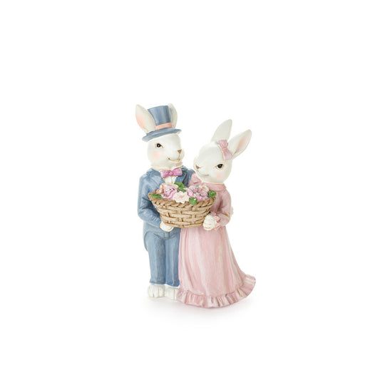 Vivi la dolcezza della Pasqua con quest'adorabile coppia di coniglietti sposini in resina decorata! Dimensioni: 9.5x7x16 cm. In negozio e online su tuttochic.live