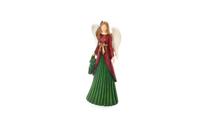 Acquista l'angelo decorativo rosso da 25 cm Magic Noel di Nuvole di Stoffa su Tutto Chic. Statuina in resina con giacca rossa, tralcio verde su una mano e fiocco color oro.