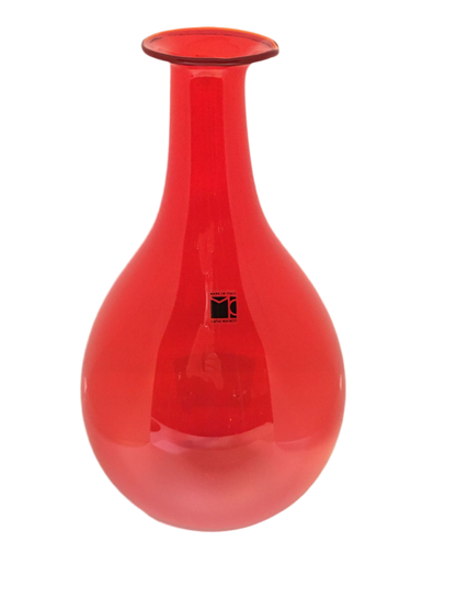 Vaso Soffiato rosso traslucido Carlo Moretti in vetro di Murano