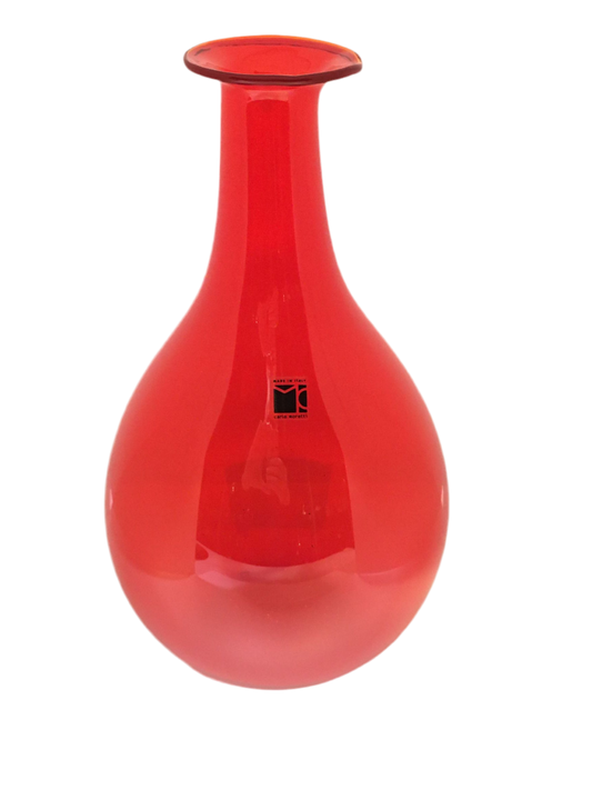 Vaso Soffiato rosso traslucido Carlo Moretti in vetro di Murano