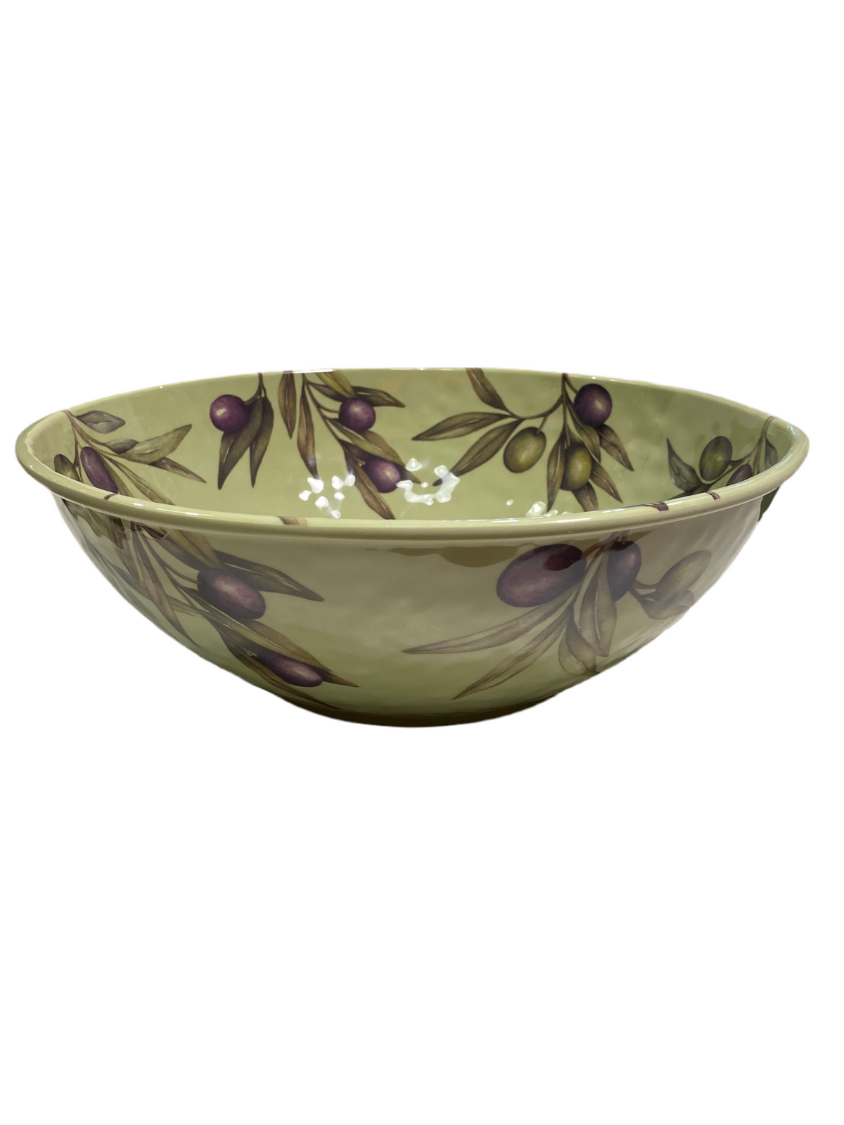 Insalatiera in melamina con decoro di foglie e frutti d'ulivo. La melamina, un materiale resistente, leggero, altamente igienico e di facile manutenzione. Dimensioni cm Ø 36 Lavabile in lavastoviglie. Non Utilizzabile in microonde e in forno tradizionale. In negozio e online su tuttochic.live