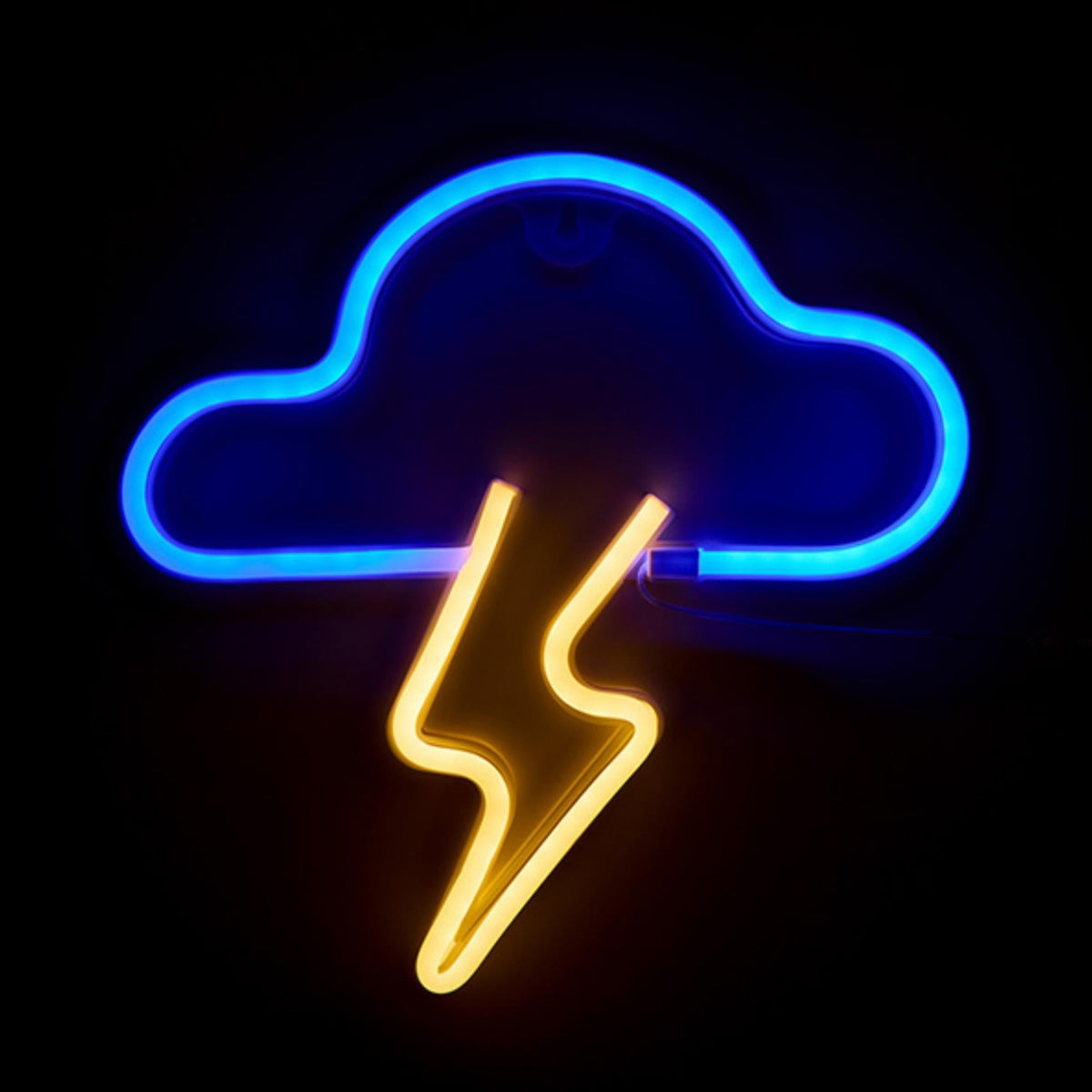 Divertente lampada da parete al neon a led di colore blu e giallo a forma di nuvola con fulmine Peso: 202 g Dimensioni: cm 27,7 x 28 x 17. In negozio e online su tuttochic.live