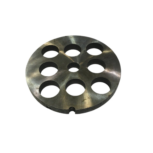 Piastra/Trafila in acciaio temperato per tritacarne n° 32, con 8 fori da 20 mm. Dopo l'utilizzo lavare e asciugare bene la trafila, essendo in acciaio temperato la piastra potrebbe arrugginire, prima di riporla lubrificare bene con olio casalingo. In negozio e online su tuttochic.live