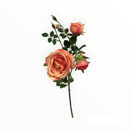 Rosa artificiale x 3 rametti. Dimensioni: h cm. 58 Colore: rosa/giallo Petali e foglie in tessuto, stelo in plastica In negozio e online su tuttochic.live
