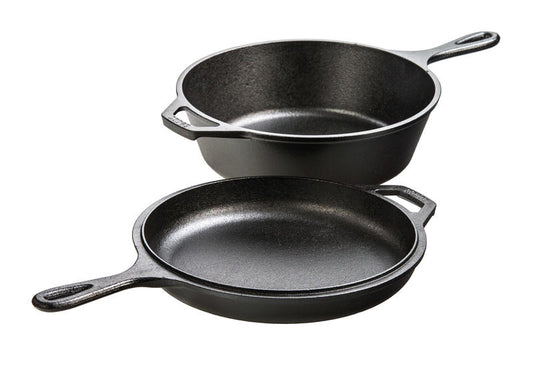 Pentole ad incastro in ghisa di forma tonda. Il coperchio si trasforma in padella Capacità: 2,84 Lt• Peso: 6,16 kg. In negozio e online su tuttochic.live 