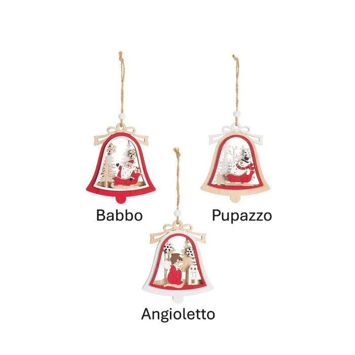 Decorazioni natalizie in legno a forma di campana– Nuvole di Stoffa

