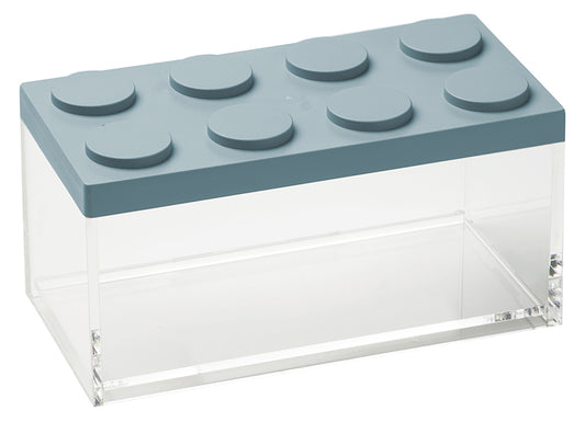 Barattolo contenitore ermetico in acrilico trasparente con coperchio in stile Lego, assemblabili e modulabili. Dimensione: cm.10 x 20 x h 10,5 Capacità: lt.1,5 Colore: bianco. In negozio e online su tuttochic.live