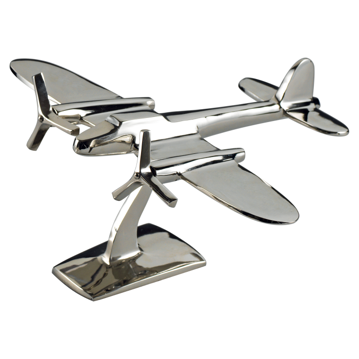 Aeroplano soprammobile in fusione di alluminio. Dimensione: cm 30,5 x 24 x 14 h. In negozio e online su tuttochic.live 