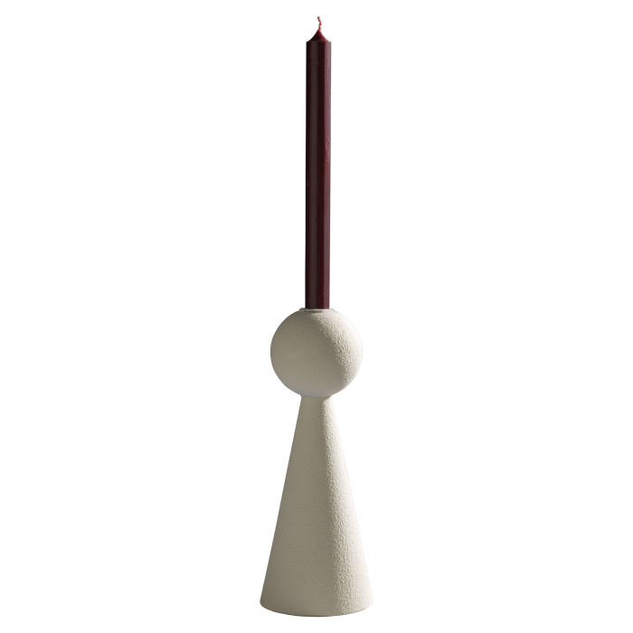 Portacandela in metallo effetto ceramica talco Mascagni Casa H 26,5 x Ø 10 cm, senza candela
