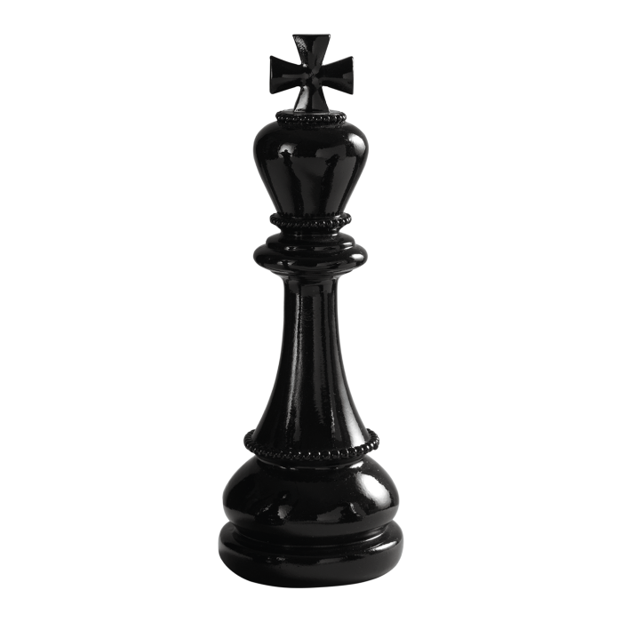 Figura decorativa Re degli Scacchi in resina nero lucido Ø 10,5 x H 30,5 cm – Mascagni Casa

