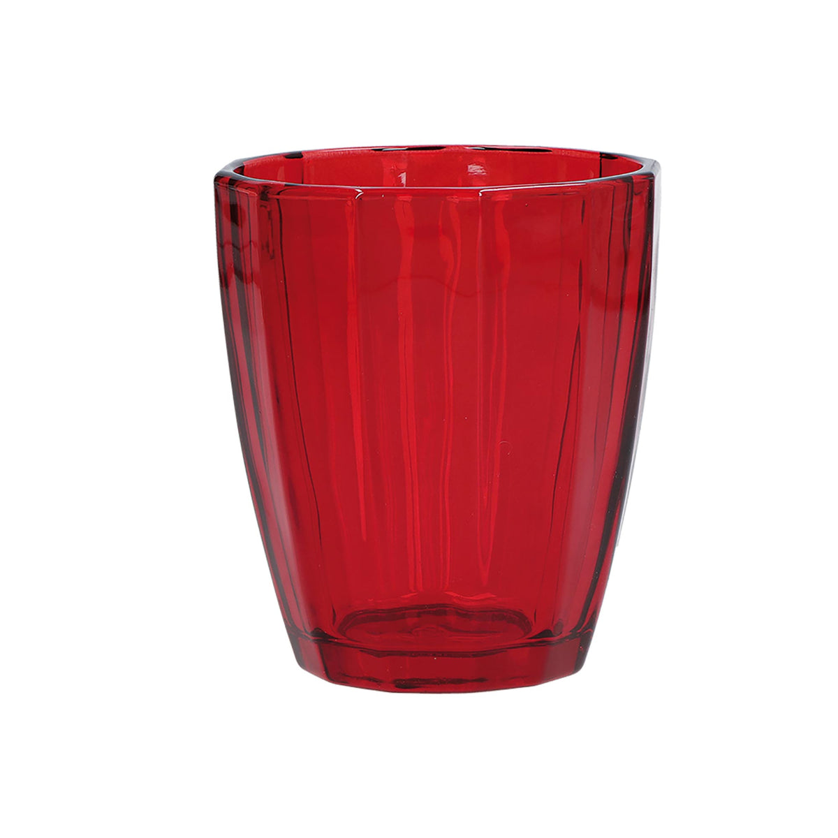 Confezione 6 bicchieri in vetro di colore rosso rubino cc 320 - Ø 8,5 - h 10 cm.           Lavabili in lavastoviglie. In negozio e online su tuttochic.live