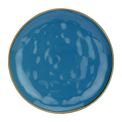 Piatto piano di colore blu avio della linea Concerto. Linea CONCERTO Dimensioni: Ø 27 cm Lavabile in lavastoviglie. In negozio e online su tuttochic.live