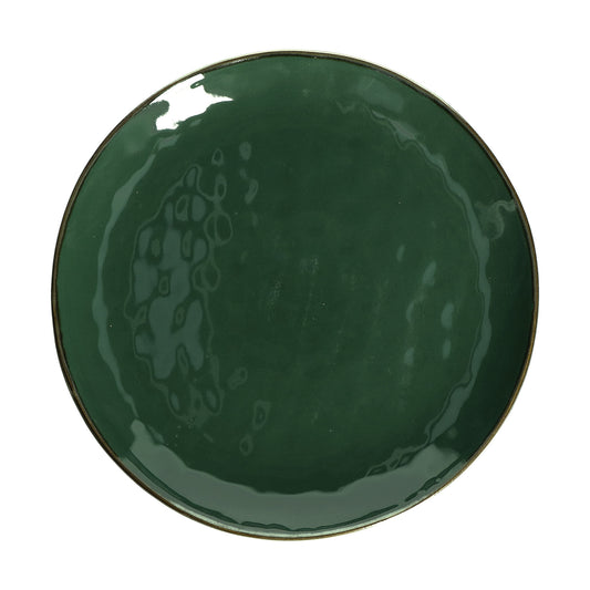 Piatto/Vassoio in porcellana di colore verde bosco. Dimensioni: Ø 32 cm  Stoneware. Lavabile in lavastoviglie e microonde. In negozio e online su tuttochic.live 