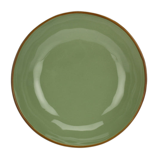 Piatto fondo di colore verde oliva della linea Concerto. Materiale: Stoneware Dimensioni: Ø 21 cm Lavabile in lavastoviglie. In negozio e online su tuttochic.live