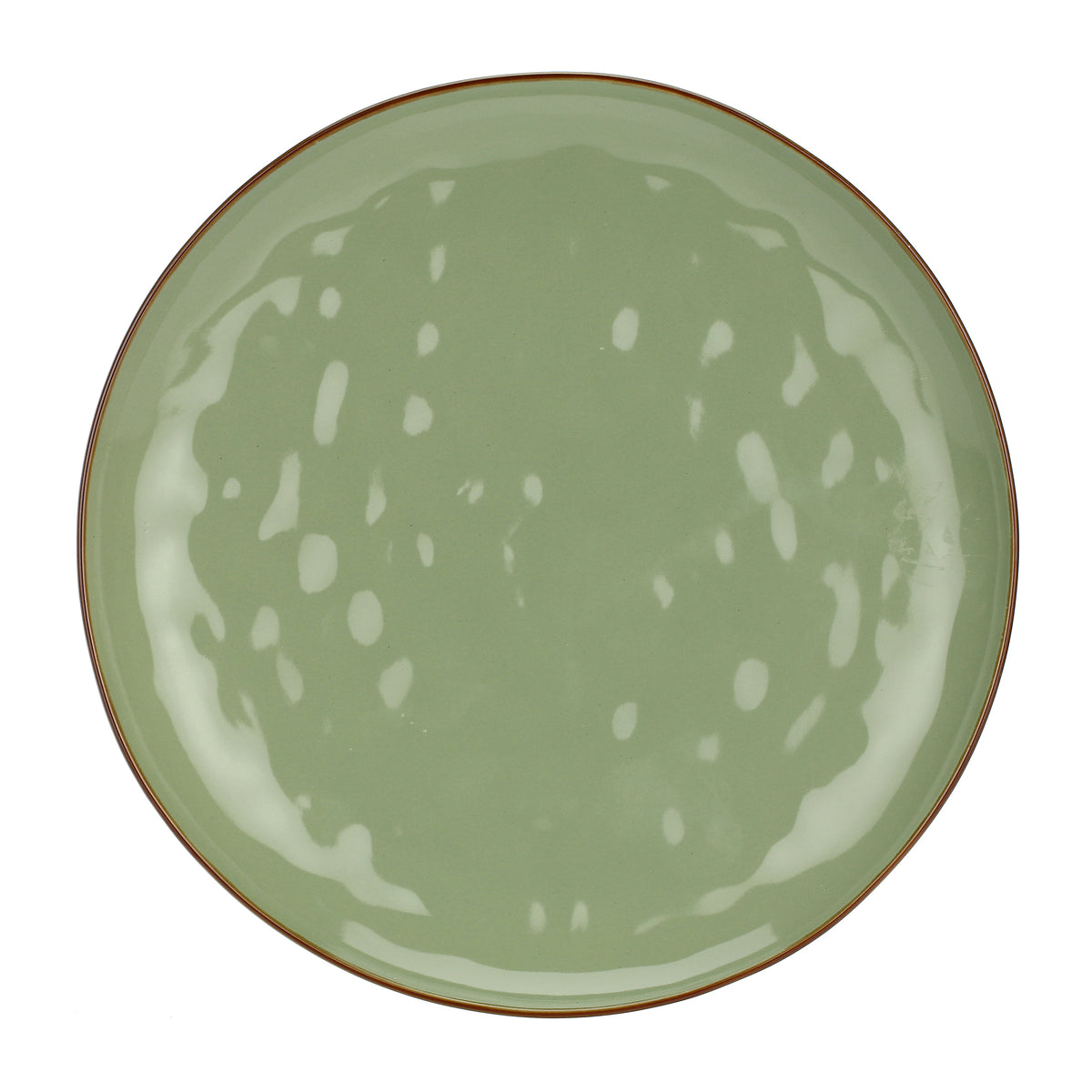 Piatto-Vassoio in porcellana di colore verde oliva. Dimensioni: Ø 32 cm  Stoneware. Lavabile in lavastoviglie e microonde. In negozio e online su tuttochic.live 