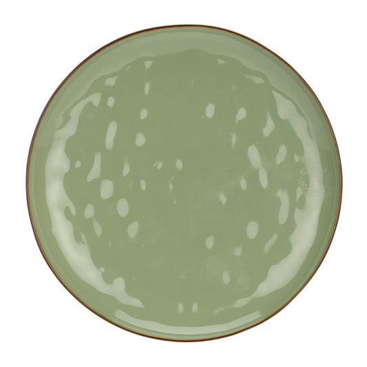 Piatto-Vassoio in porcellana di colore verde oliva. Dimensioni: Ø 32 cm  Stoneware. Lavabile in lavastoviglie e microonde. In negozio e online su tuttochic.live 