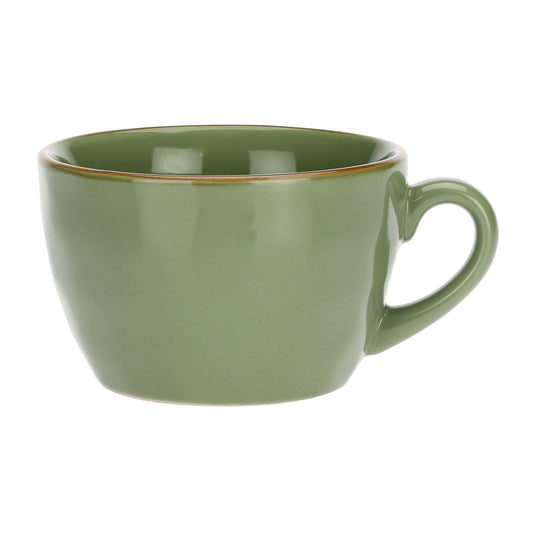 Tazzone da colazione in porcellana di colore verde oliva. Dimensioni: Ø 7 cm, 420 cc Materiali: Stoneware. In negozio e online su tuttochic.live
