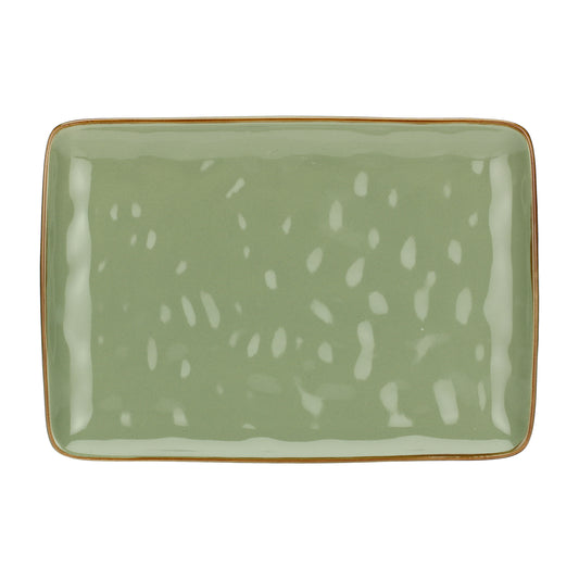 Vassoio rettangolare in porcellana di colore verde oliva. Dimensioni: cm 27 x 19 Materiali: Stoneware. In negozio e online su tuttochic.live