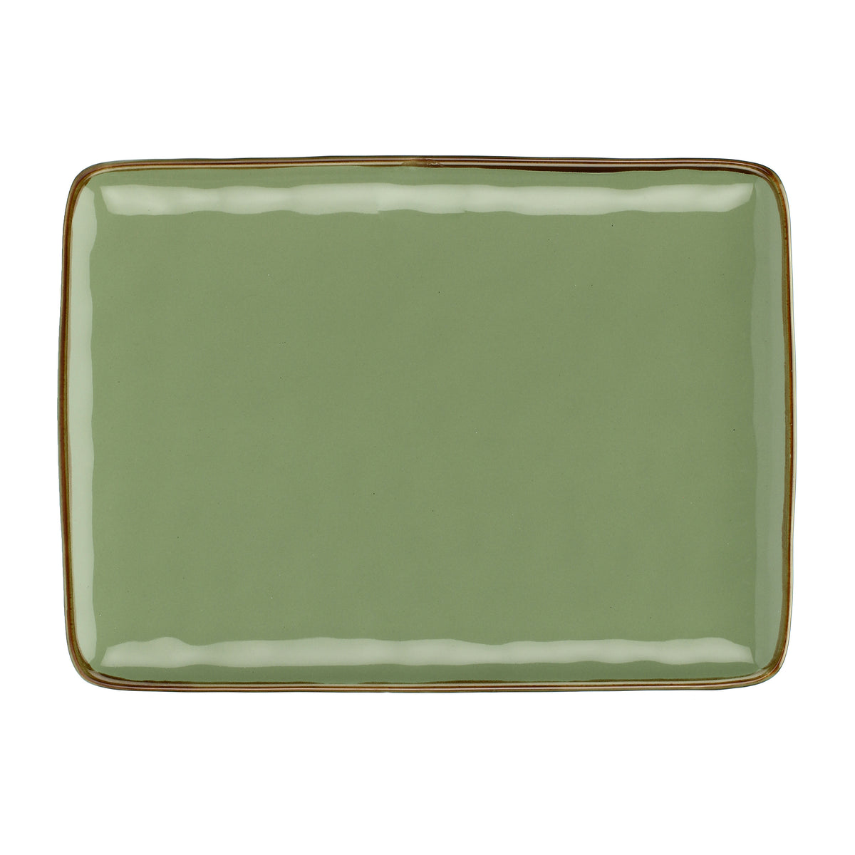 Vassoio rettangolare in porcellana di colore verde oliva. Dimensioni: cm 36 x 26,5 Materiali: Stoneware. In negozio e online su tuttochic.live