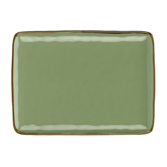 Vassoio rettangolare in porcellana di colore verde oliva. Dimensioni: cm 36 x 26,5 Materiali: Stoneware. In negozio e online su tuttochic.live