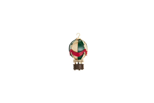 Mongolfiera decorativa in metallo vintage da 14,5 cm verde bosco, panna e rossa, collezione Vintage Toys di Nuvole di Stoffa.