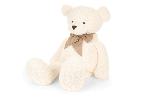 Orso di peluche grande color panna da 60 cm con fiocco beige al collo, collezione Vintage Toys di Nuvole di Stoffa.