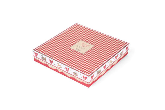 Set di due piatti in ceramica a forma di albero di Natale con decorazioni vintage di schiaccianoci e giocattoli antichi, collezione Vintage Toys Nuvole di Stoffa, Tutto Chic.